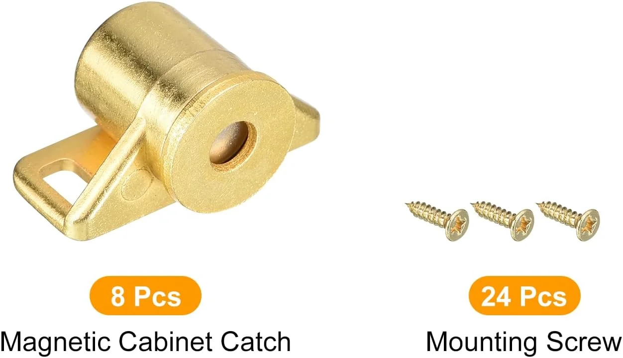 ست 8 عددی قفل مگنتی درب کابینت QUARKZMAN، سخت افزار قفل مگنتی آلیاژ روی برای درب های مبلمان کمد کابینت آشپزخانه، طلایی