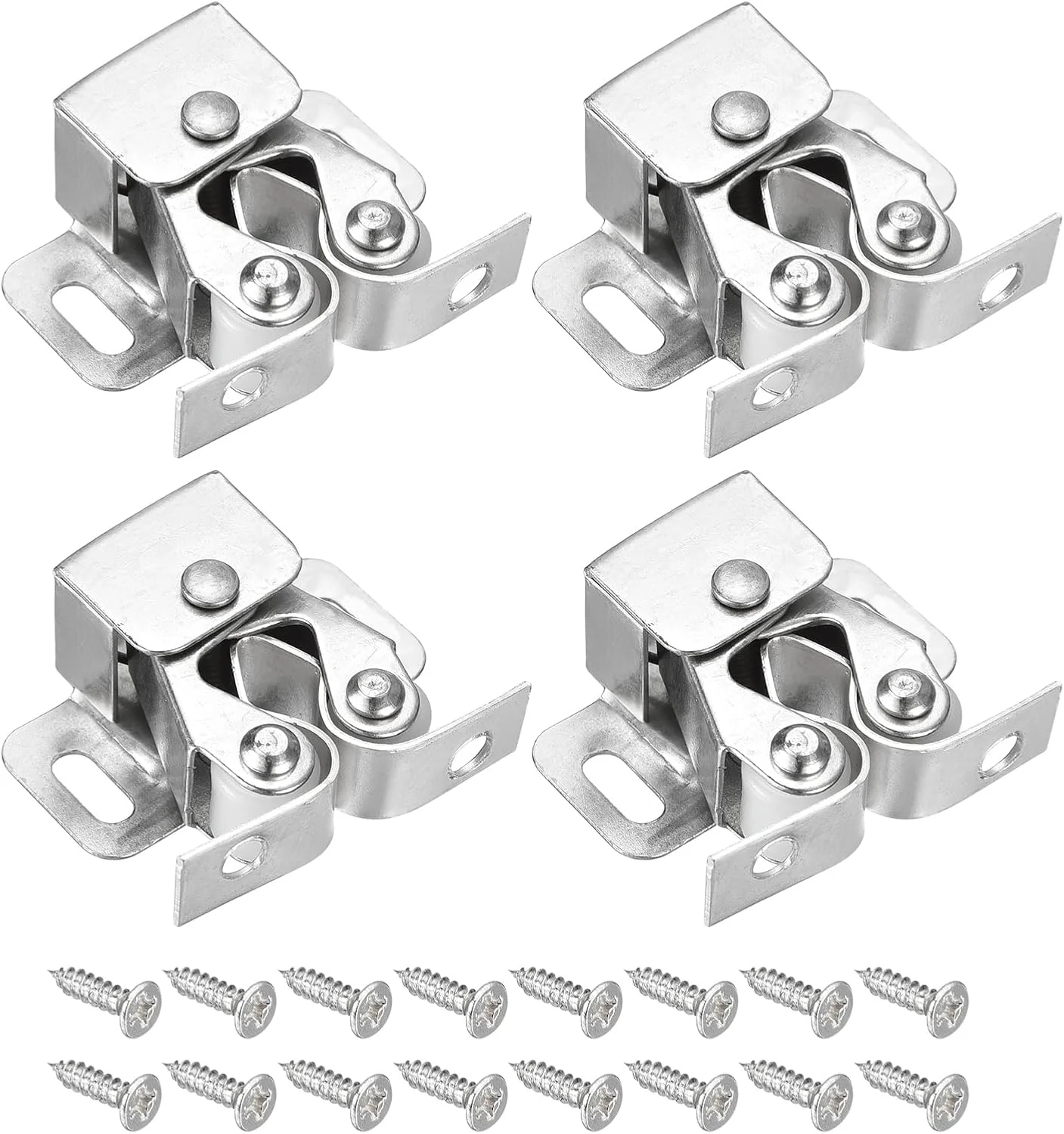 QUARKZMAN مجموعه 4 عددی قفل دو غلتکی درب کابینت، سخت افزار اتصالات برای کابینت، کمد، مبلمان، درب، نقره ای QUARKZMAN مجموعه 4 عددی قفل دو غلتکی درب کابینت، سخت افزار اتصالات برای کابینت، کمد، مبلمان، درب، نقره ای