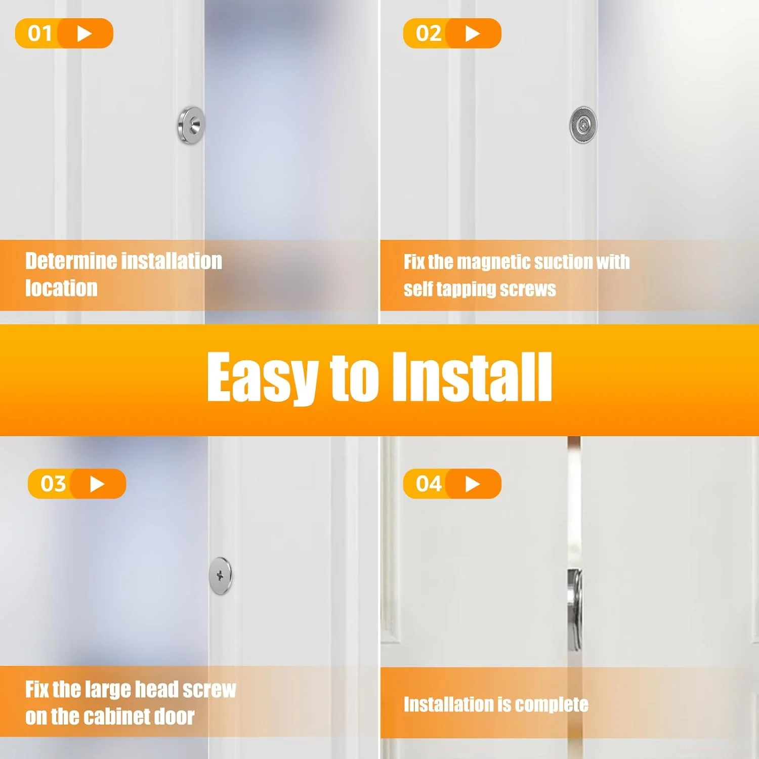 بسته 12 عددی بست مغناطیسی درب کابینت NZWBSHSSP، بست فلزی مغناطیسی درب، بست مخفی درب کمد، بست آهنربایی درب مخفی، آهنربای درب مبلمان برای بستن درب کابینت و کمد (نقره ای)