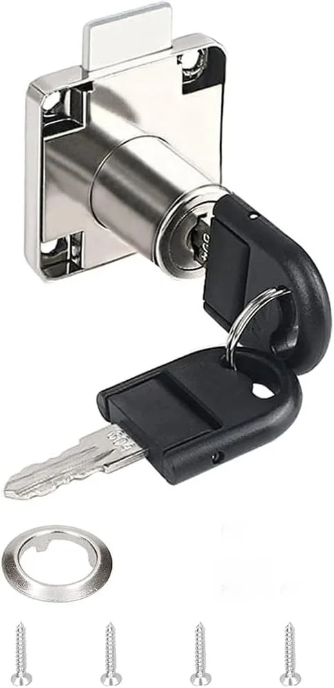 قفل کابینت مبلمان RACO | قفل کشوی ضد زنگ کلیددار برای صندوق پستی، مبلمان اداری خانگی، کمدهای دیواری و کابینت ها (قفل کشو N507T-38)