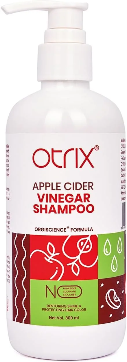 شامپو سرکه سیب Otrix | فرمول شفاف کننده، مغذی و متعادل کننده pH | مناسب برای موهای چرب و روغنی | سم زدایی ملایم پوست سر | برای آقایان و بانوان | 300 میلی لیتر