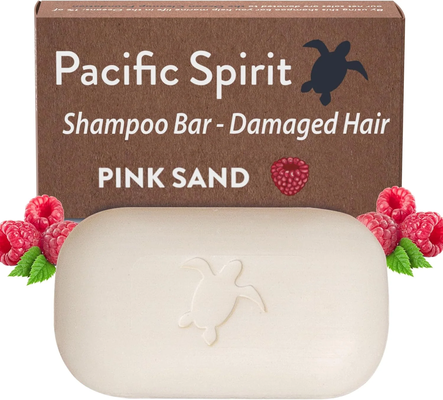 شامپو بار پسیفیک اسپریت برای موهای آسیب دیده با روغن نارگیل و عصاره تمشک، بدون سولفات، بدون صابون، بدون پسماند، وگان، سازگار با محیط زیست، 100 گرم