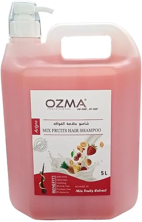 شامپو موی مرطوب کننده حرفه ای ازما. فرمول بهبود یافته | پاک کننده و انرژی بخش | برای انواع مو. عصاره میوه مخلوط 5 لیتر
