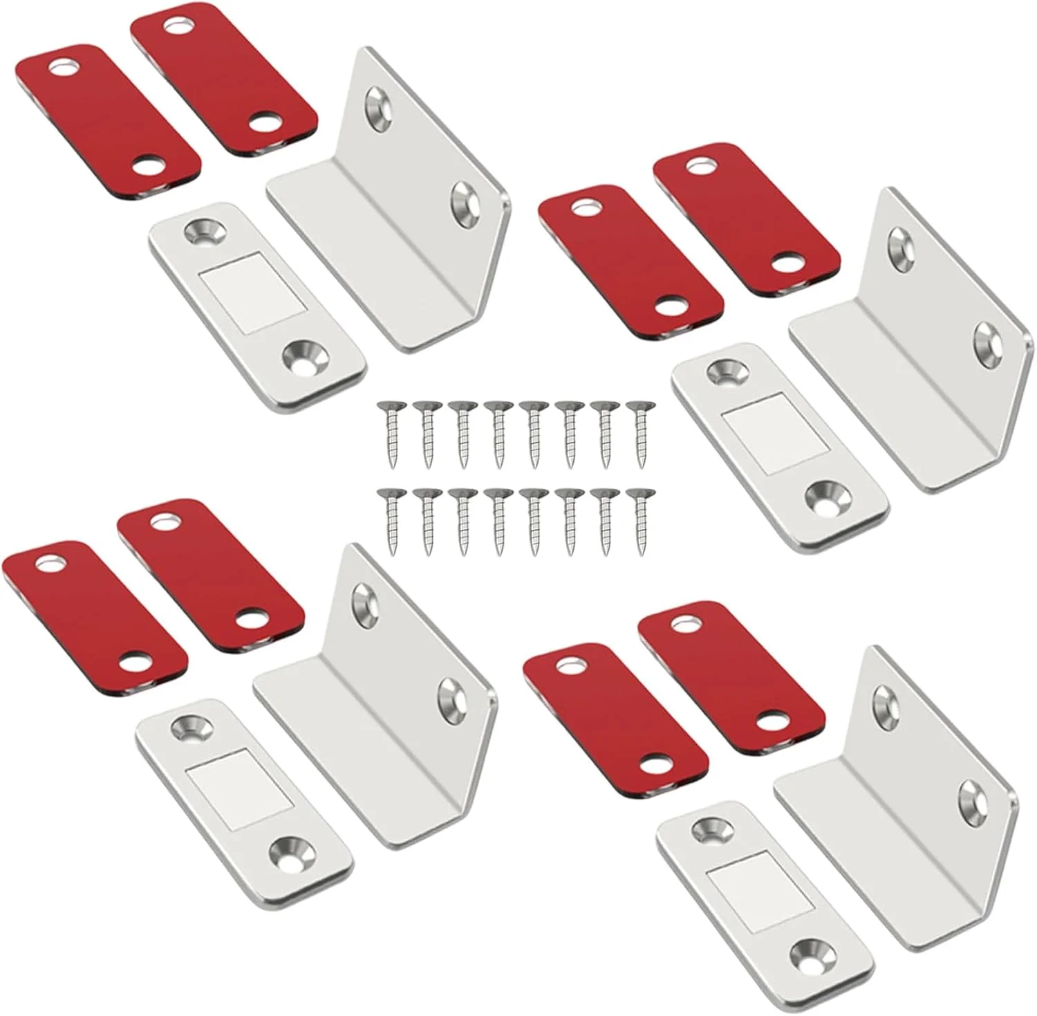 بسته 4 عددی قفل مغناطیسی خود چسب درب کابینت، آهنرباهای فوق العاده نازک L شکل، آهنربای درب، بست مغناطیسی کابینت، آهنرباهای قوی کابینت برای درب کابینت، بست مغناطیسی درب مبلمان