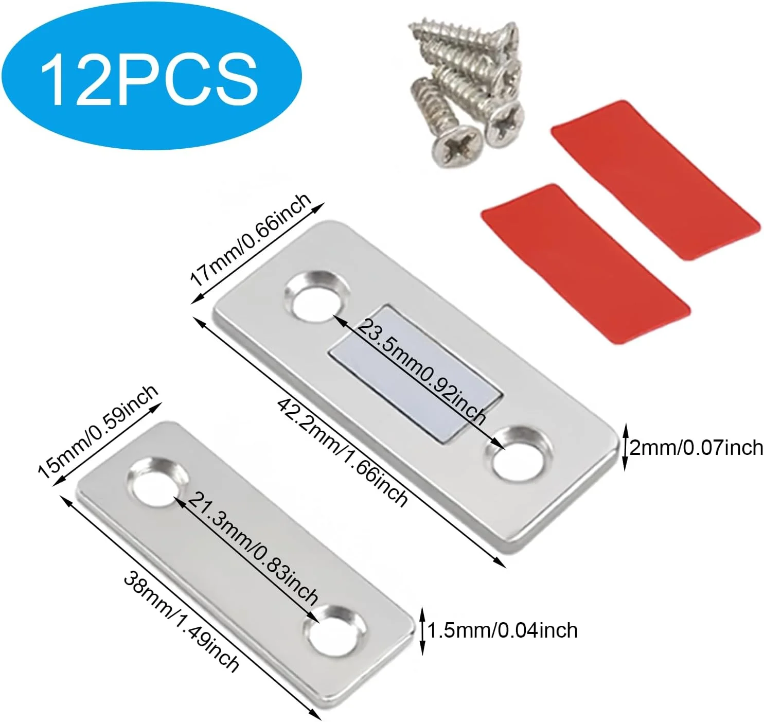 بسته 12 عددی مگنت درب برای قفل مغناطیسی مبلمان، مگنت های فوق العاده نازک برای درب کابینت، مگنت کمد، بست مغناطیسی کمد، مگنت درب مناسب برای درب های آشپزخانه، پنجره ها و کشوها
