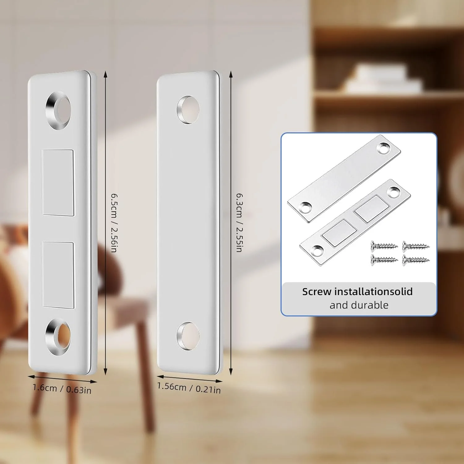 مگنت های قوی برای درب کابینت، مگنت قوی، مگنت های فوق العاده نازک کابینت، خود چسب، مگنت درب، مگنت درب برای مبلمان، درب کمد، درب بالکن (6 عدد)