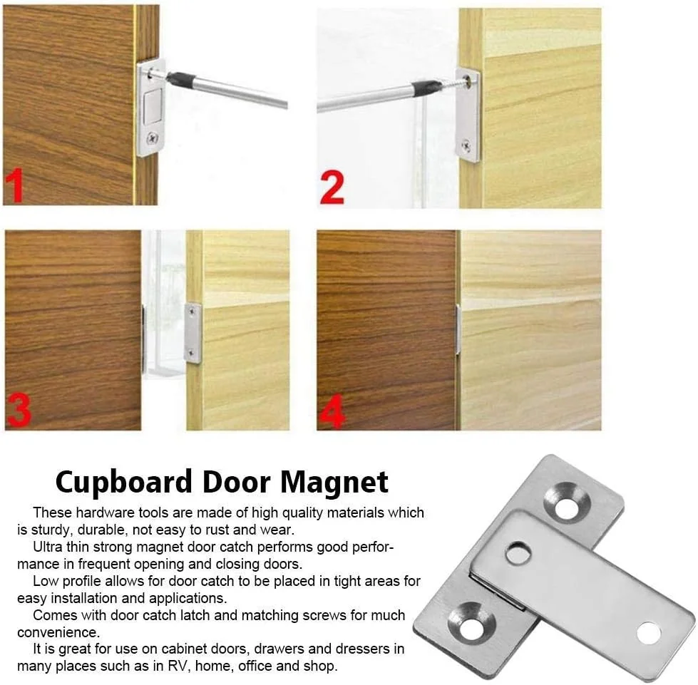 مگنت درب، مگنت قوی آهنربایی با کیفیت بالا، قفل مغناطیسی برای کابینت، کمد و درب کمد دیواری، بسته 2 عددی به همراه پیچ