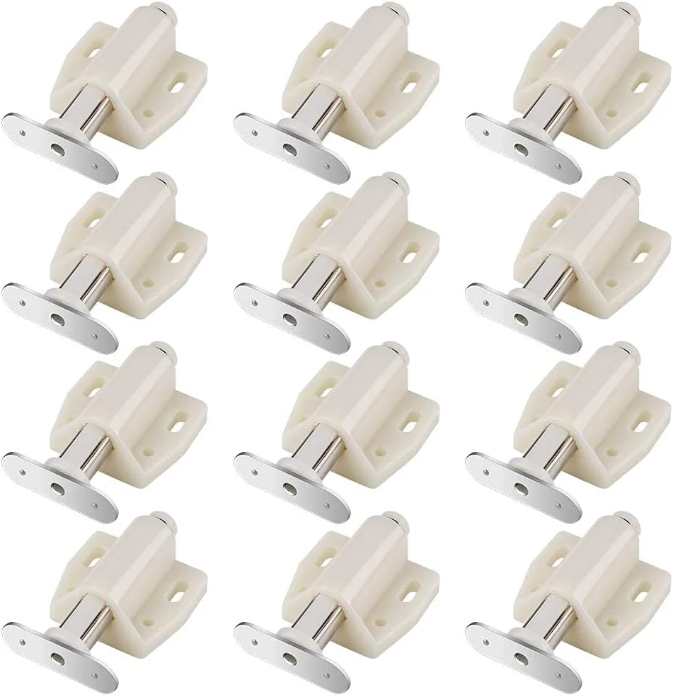 12 عدد قفل فشاری مغناطیسی، قفل لمسی پلاستیکی با فنر قوی برای درب کابینت، کمد و کشو