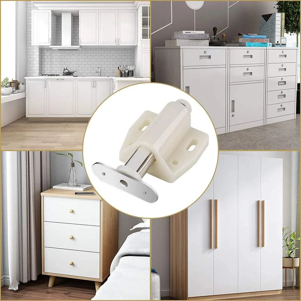 12 عدد قفل فشاری مغناطیسی، قفل لمسی پلاستیکی با فنر قوی برای درب کابینت، کمد و کشو