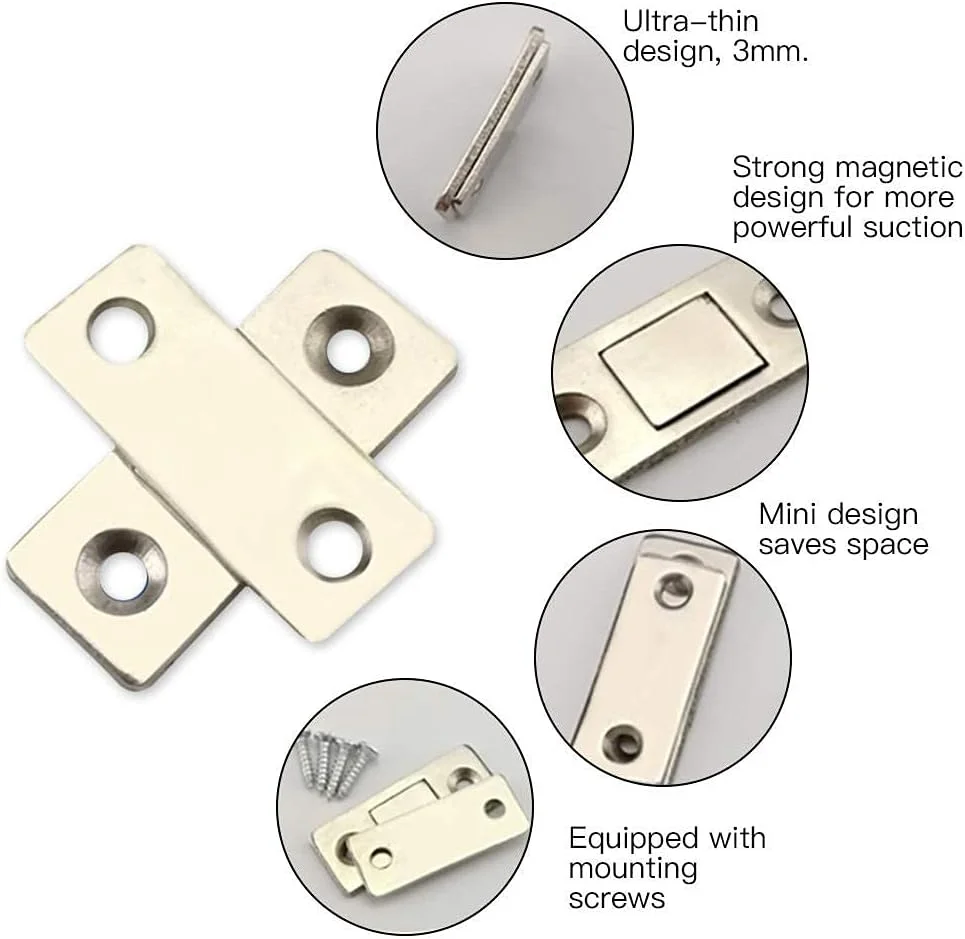 مگنت درب، مگنت قوی آهنربایی با کیفیت بالا، قفل مغناطیسی برای کابینت، کمد و درب کمد دیواری، بسته 2 عددی به همراه پیچ