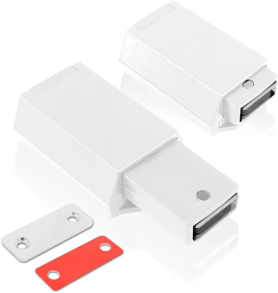 قفل فشاری بازشو درب سنگین، 2 عدد آهنربایی سفید، سخت افزار لمسی فشاری مخفی برای کابینت فشاری بازشو، گیره مغناطیسی برای درب کمد کشو کابینت آشپزخانه