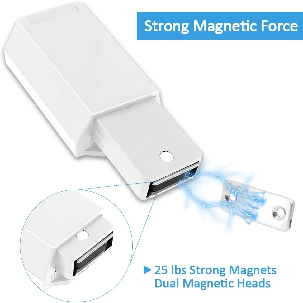 قفل فشاری بازشو درب سنگین، 2 عدد آهنربایی سفید، سخت افزار لمسی فشاری مخفی برای کابینت فشاری بازشو، گیره مغناطیسی برای درب کمد کشو کابینت آشپزخانه