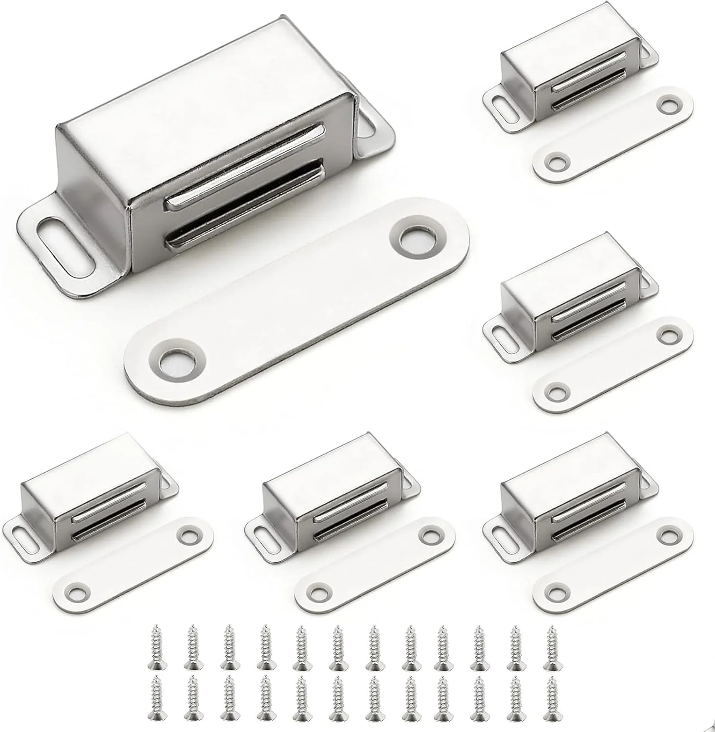 بسته 6 عددی قفل مغناطیسی با میخ، آهنربا برای درب کابینت، بست مغناطیسی درب، آهنربا برای درب کابینت، آهنربای کمد، آهنربای قوی درب، آهنربای درب بالکن (نقره ای)