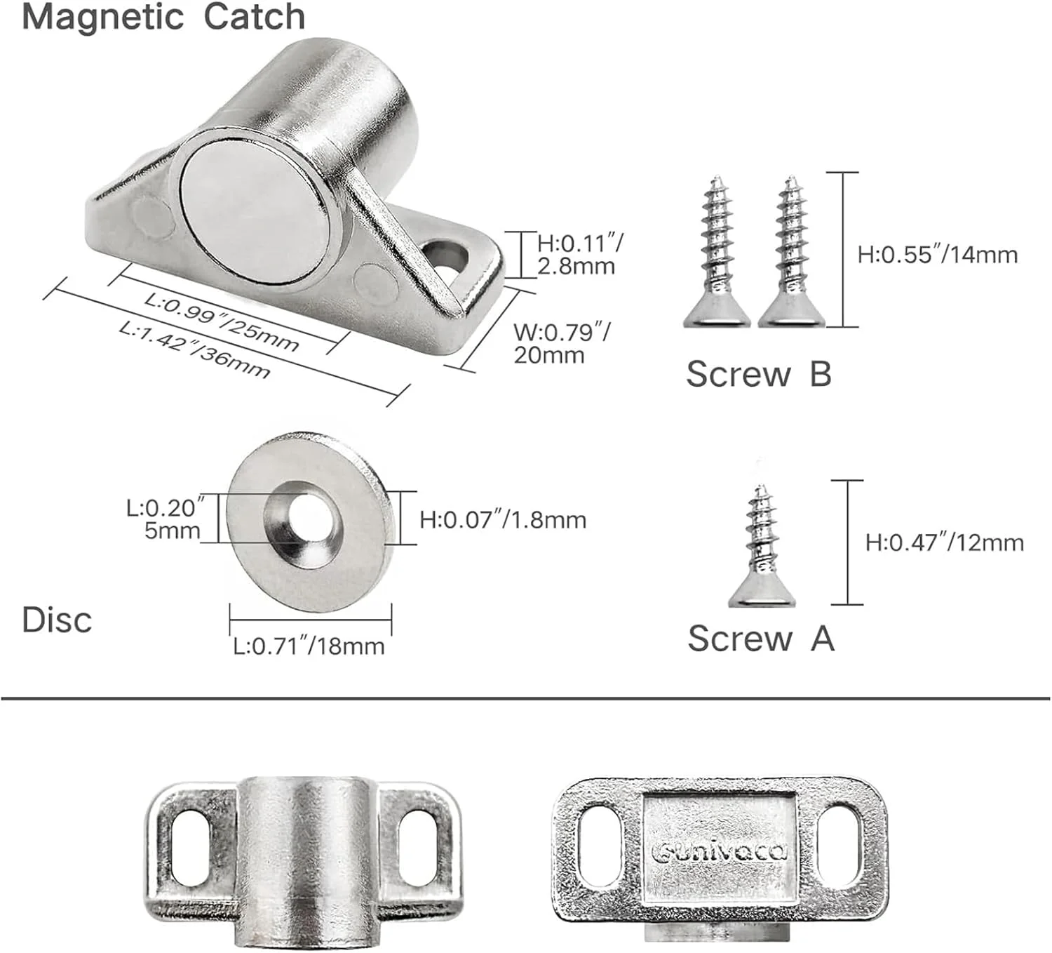 مگنت درب، بسته 2 عددی مگنت های قوی درب کابینت، مگنت درب نقره ای سنگین برای کابینت آشپزخانه، کمد لباس، کابینت حمام، کشو، کرکره، کمد مبلمان سفید