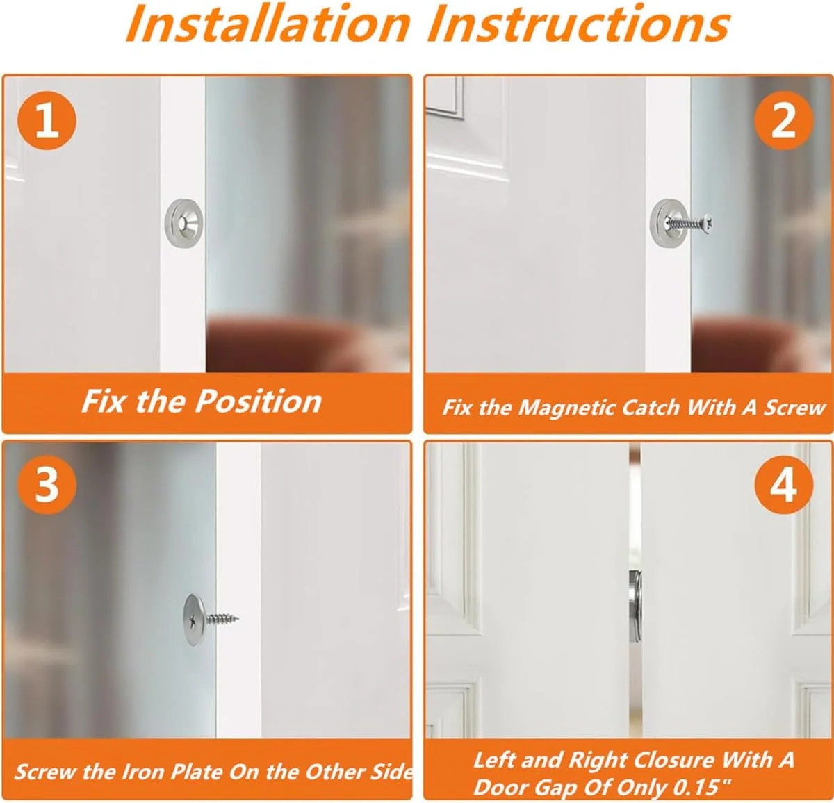 بسته چهارتایی بست مغناطیسی کابینت JEVLON، یراق آلات کابینت بست مغناطیسی درب برای درب کابینت آشپزخانه، کمد، کشو، بست مغناطیسی برای مبلمان