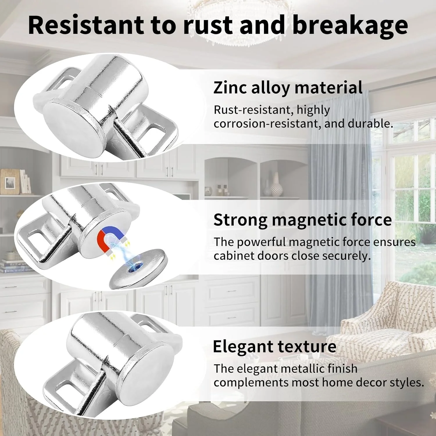 بسته 4 عددی قفل مگنتی کابینت با پیچ، مگنت درب، مگنت کابینت، بست مگنتی قوی درب، مگنت برای درب کابینت، کشو، درب بالکن، مبلمان