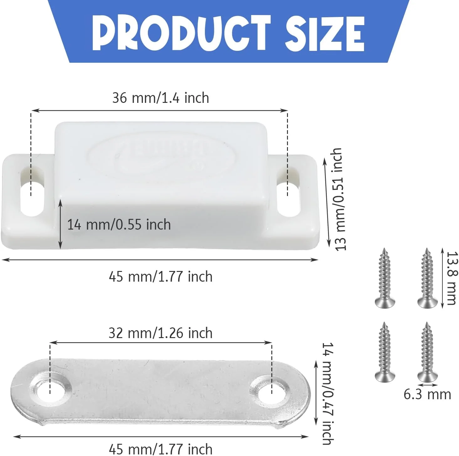 پک 5 عددی مگنت درب کابینت، مگنت درب سفید و محکم برای درب کمد و کابینت، مگنت قوی برای درب ها، کمد لباس، کشوها و کرکره ها