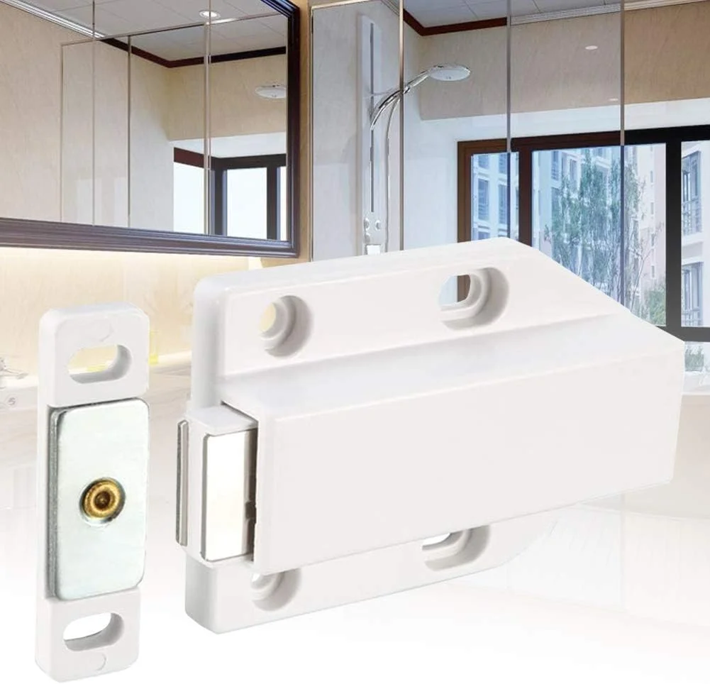 4 عدد قفل فشاری بازشو درب، قفل مغناطیسی فشاری، قفل فشاری مغناطیسی کابینت، برای درب کابینت آشپزخانه، کمد لباس، کشو (درب تکی، 4 عدد)