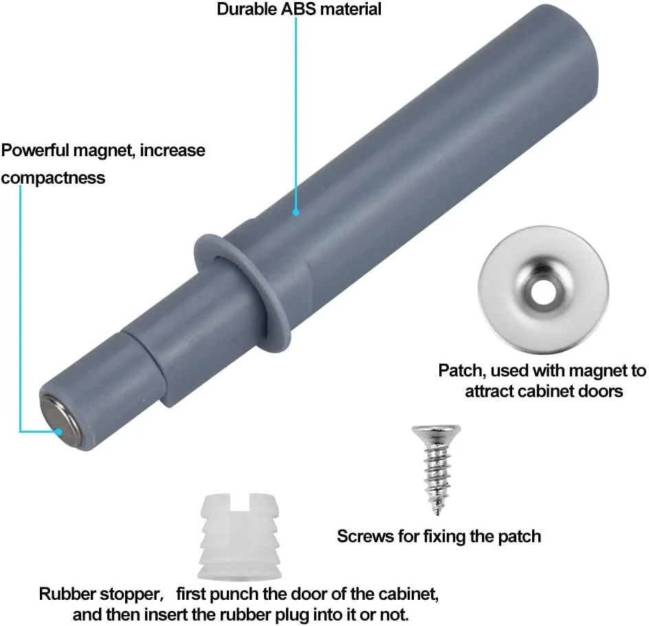 سیستم قفل فشاری مغناطیسی KLYNGTSK، 10 عددی - ضربه گیر با پیچ، پد، قطره چسب برای باز کردن درب کابینت و کشو آشپزخانه