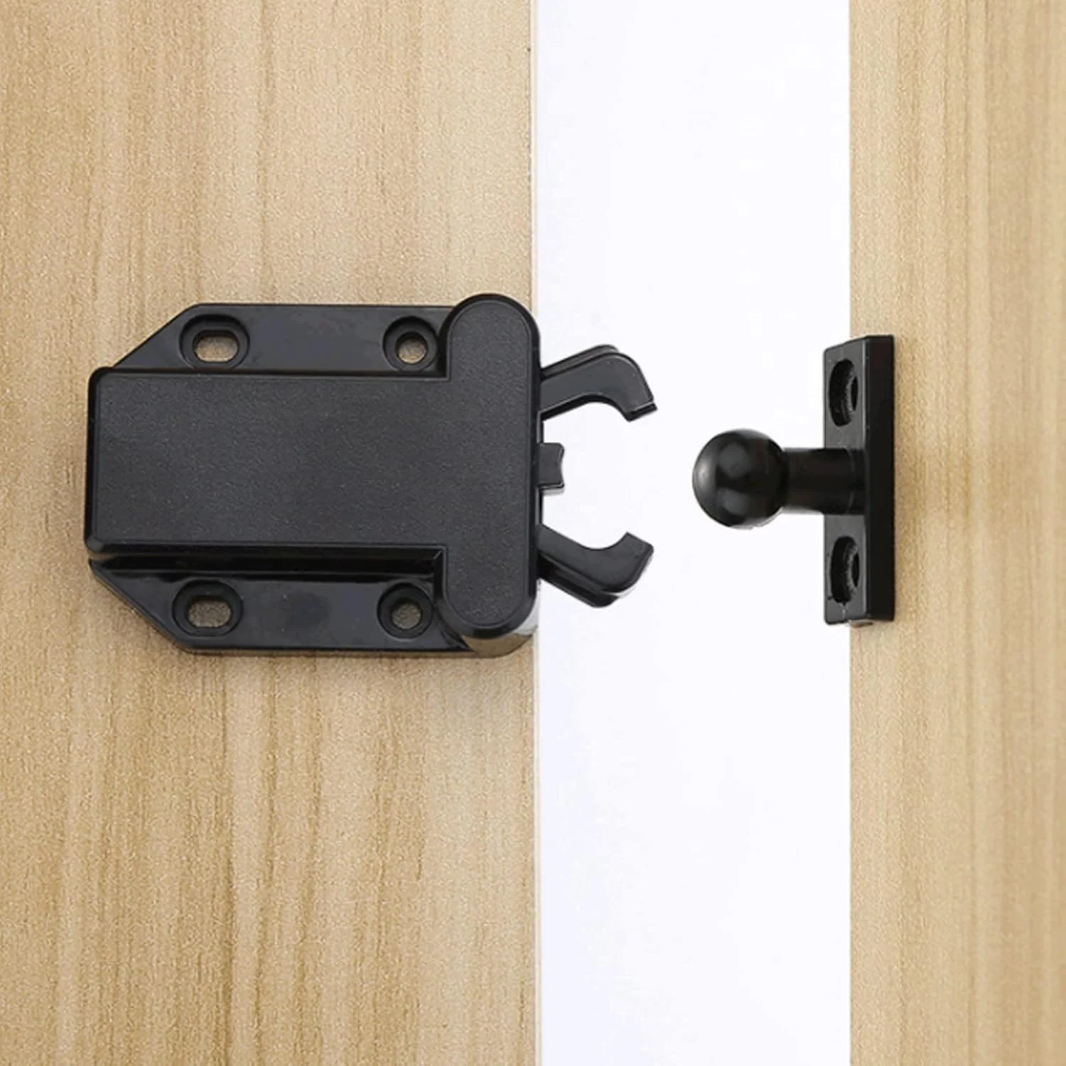 قفل فشاری KASTWAVE، قفل بازشو لمسی مشکی با عملکرد باز شدن خودکار، قفل فشاری ABS برای کابینت و کشو (6 عدد)