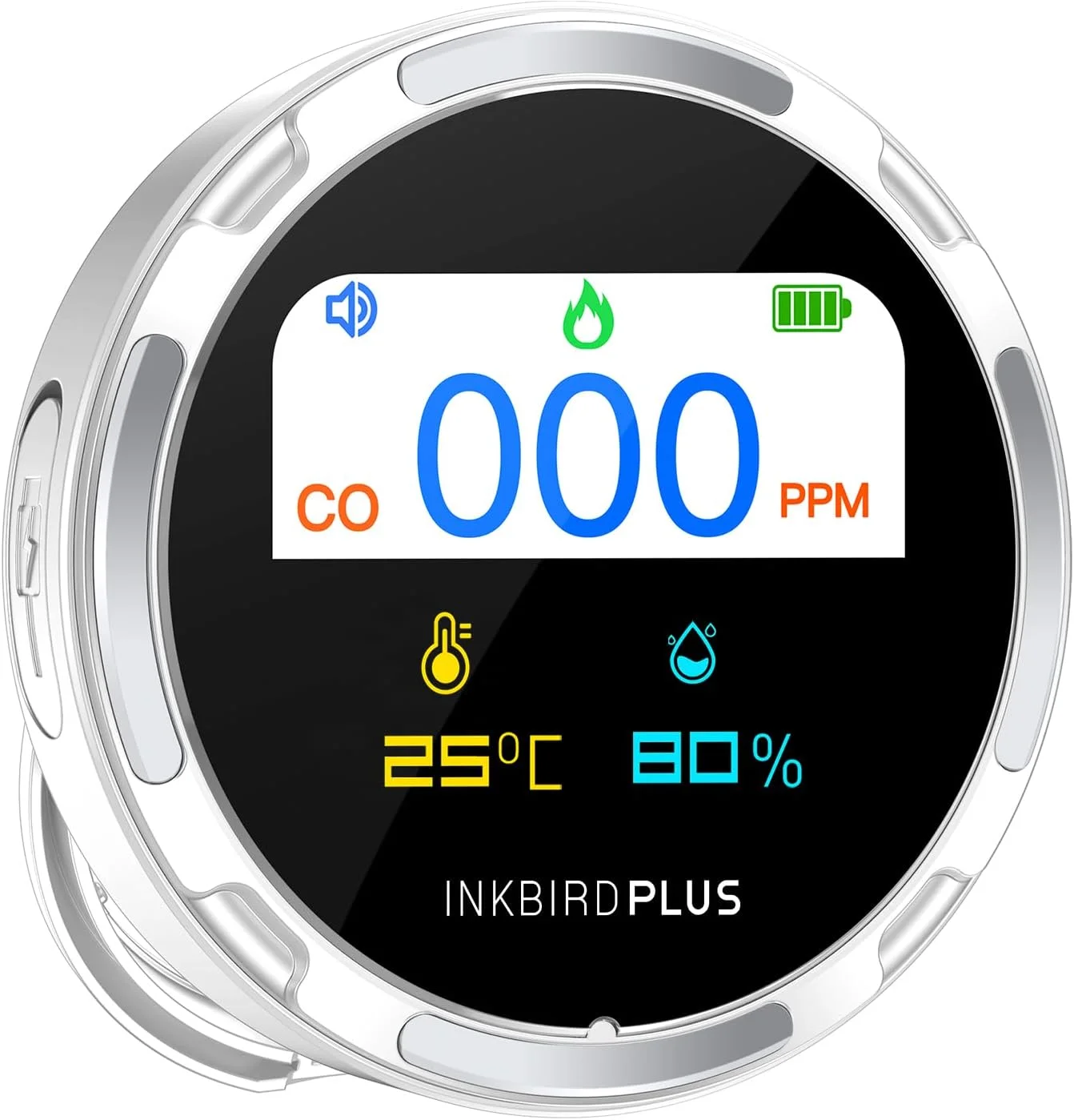 دستگاه تشخیص مونوکسید کربن قابل حمل INKBIRDPLUS مدل HD10، مانیتور کیفیت هوای 3 در 1، دماسنج و رطوبت سنج، دارای آلارم صوتی، آلارم باتری کم، حالت آماده به کار، ضد آب IP65 و قابل تنظیم