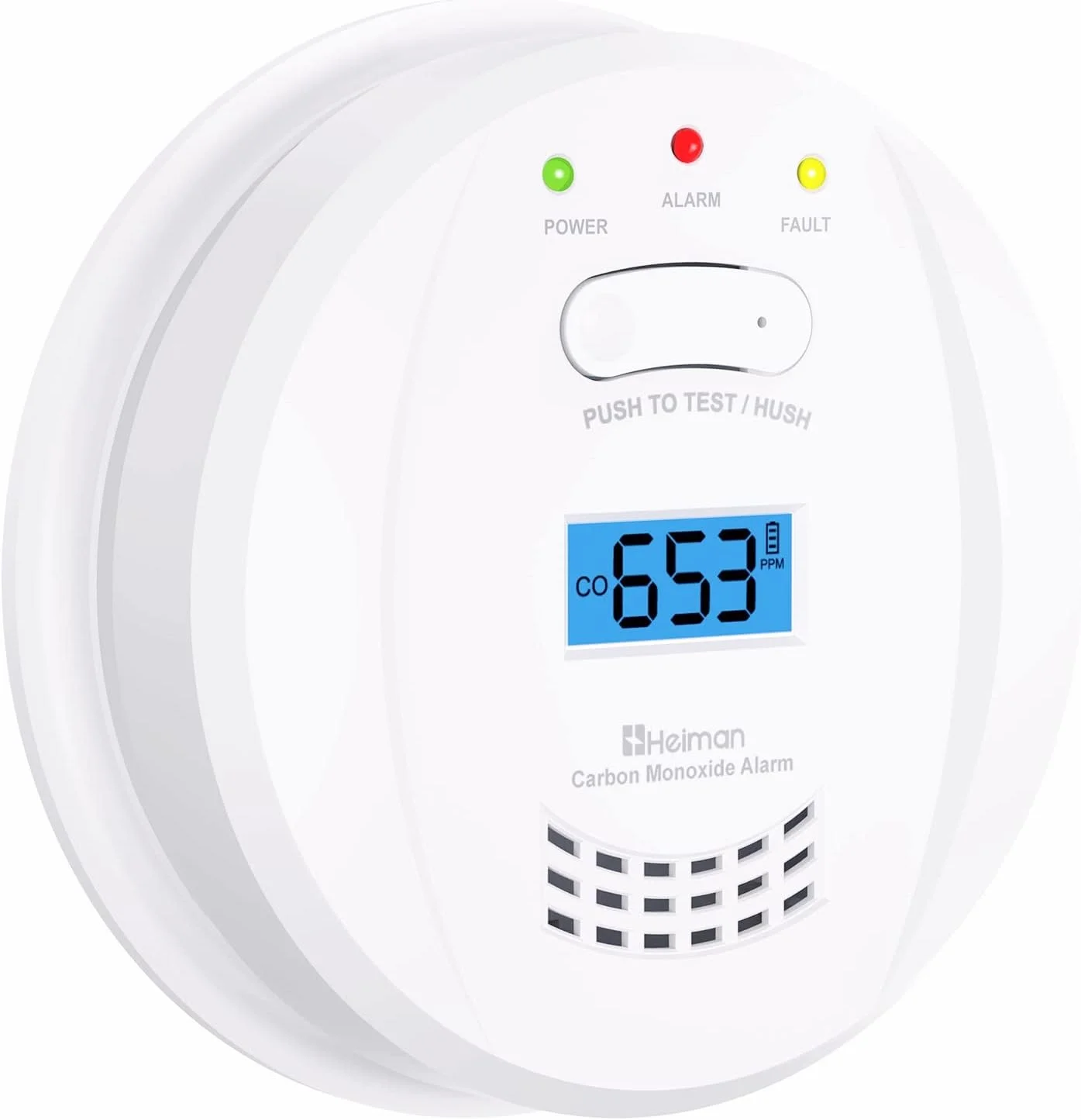آلارم تشخیص مونوکسید کربن با عمر 10 ساله هایمن، EN 50291، آلارم CO با باتری قابل تعویض، با صفحه نمایش دیجیتال LCD مدل 723ESY (723)