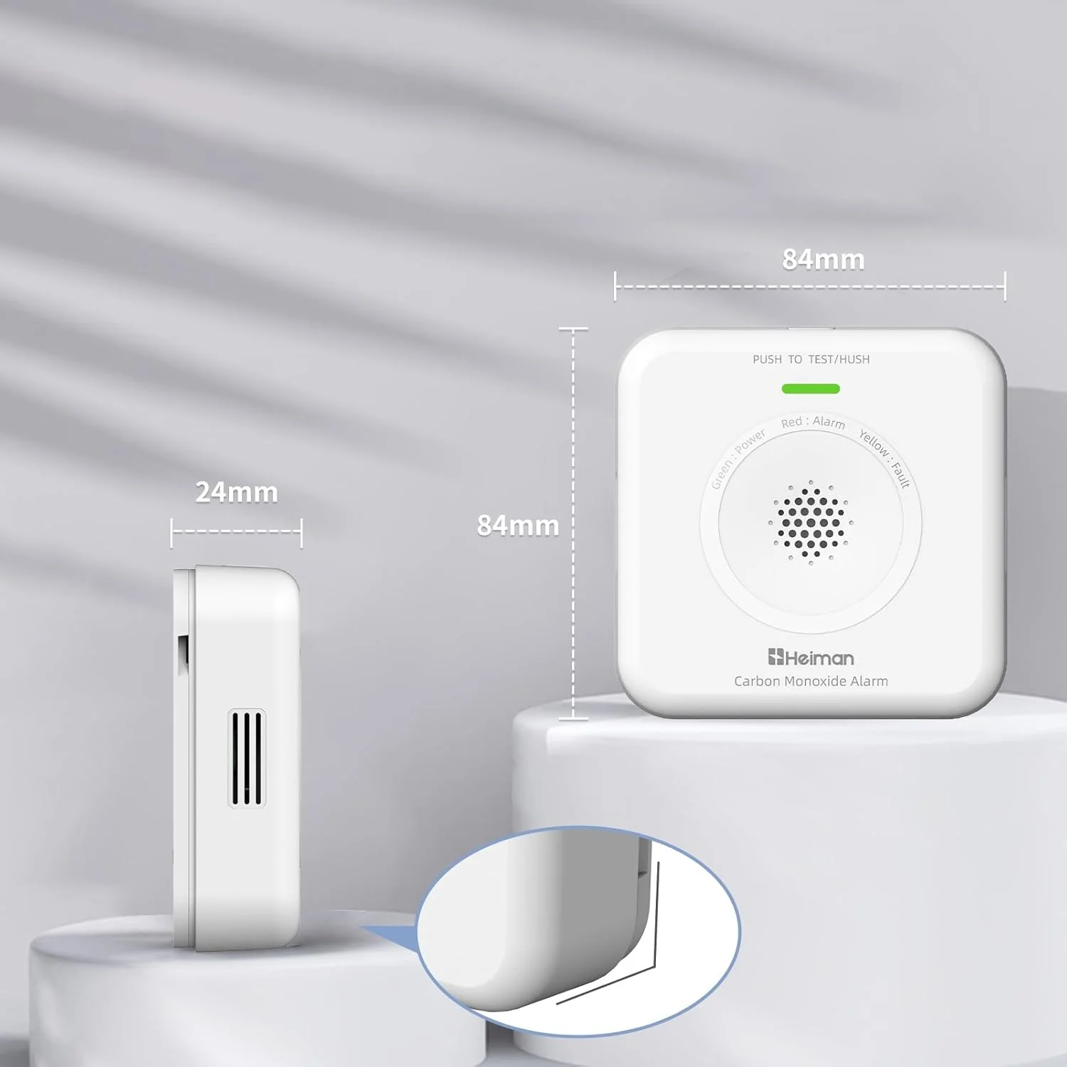 آشکارساز مونوکسید کربن وای فای هایمن، سنسور CO با عمر مفید 10 ساله، EN50291، آشکارساز هوشمند مونوکسید کربن با برنامه Tuya & SmartLife، قابل حمل (WS-725ES)