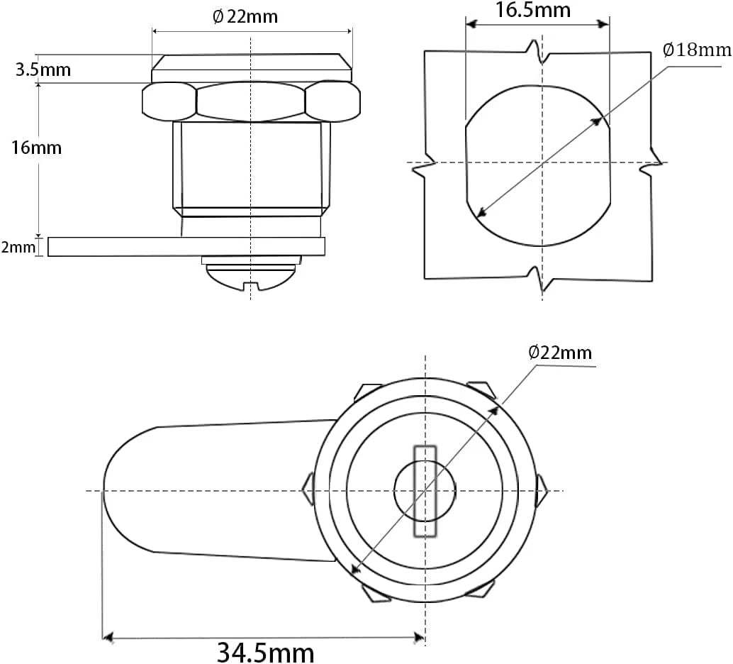 قفل کم جیی‌گوانگ، 1 عدد قفل امنیتی کابینت پرونده آلیاژ روی قفل دستگیره چرخشی صندوق پستی با کلید، جایگزینی قفل چرخشی درب کوچک برای کشو کمد کابینت