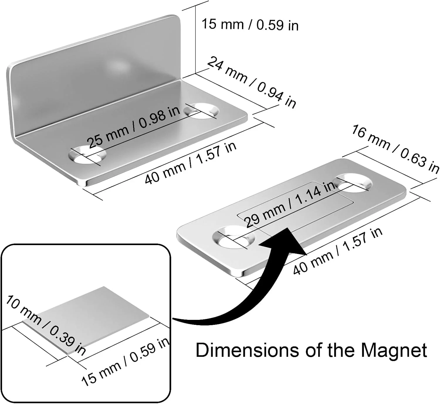 بسته چهارتایی مگنت کابینت Jiayi، مگنت فوق العاده نازک درب کابینت برای کشوها، بست های مغناطیسی چسبی کابینت برای بستن درب کمد و آشپزخانه، بست مغناطیسی درب