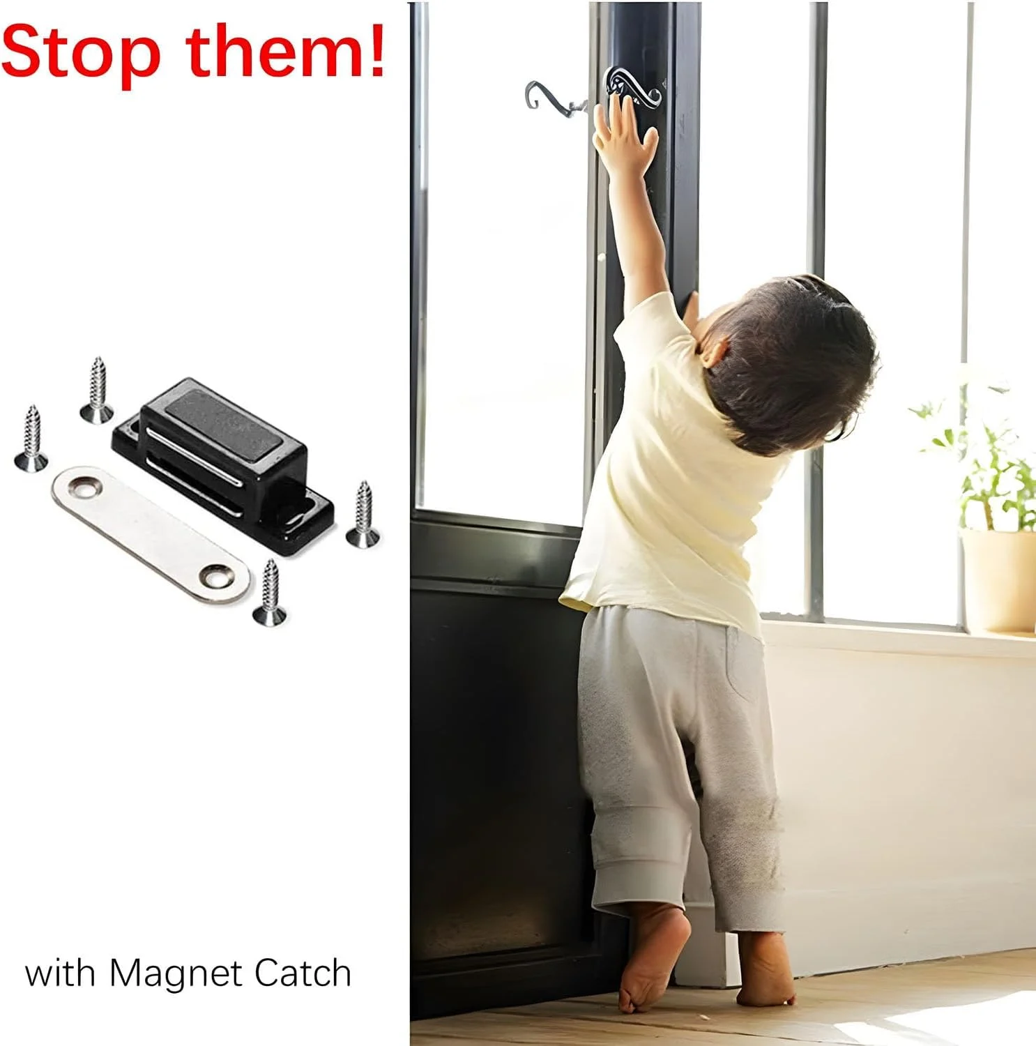 بسته 12 عددی قفل مگنتی درب کابینت Joyzzz، قفل مگنتی مشکی رنگ کابینت، قفل پلاستیکی مگنتی قوی برای آشپزخانه، حمام، کمد، درب کابینت و کشو به همراه پیچ