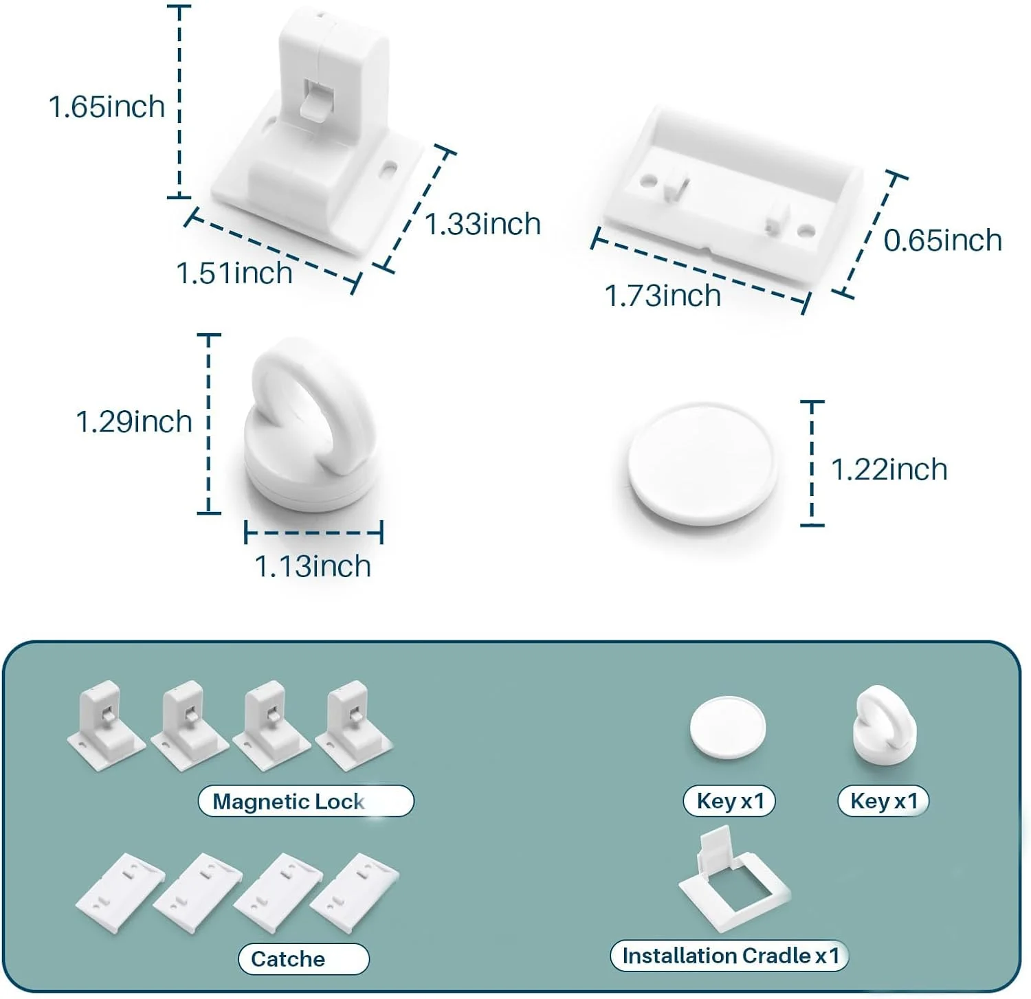 قفل مغناطیسی کابینت JINXXTTA برای ایمنی کودک، 4 قفل و 1 کلید، قفل های مغناطیسی ایمن کودک برای کابینت ها و کشوها با طراحی نامرئی، چسب 3M برای نصب آسان - بدون نیاز به دریل و ابزار