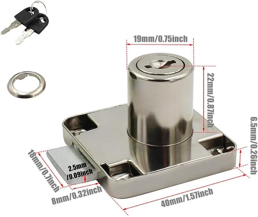 جیان های ۴ عدد قفل امنیتی کشو، قفل مبلمان استوانه ای، قفل بادامکی کشو، کلیدهای یکسان با ۸ کلید، قفل های امنیتی برای درب کمد، کابینت، صندوق پستی