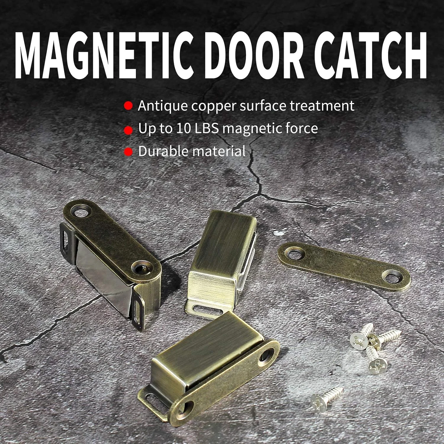 بسته 4 عددی مگنت درب کابینت Jiozermi، مگنت کابینت قوی، قفل مگنتی استیل ضد زنگ برای درب کابینت، کمد و مبلمان، قفل مبلمان 4.5 کیلوگرمی، برنزی