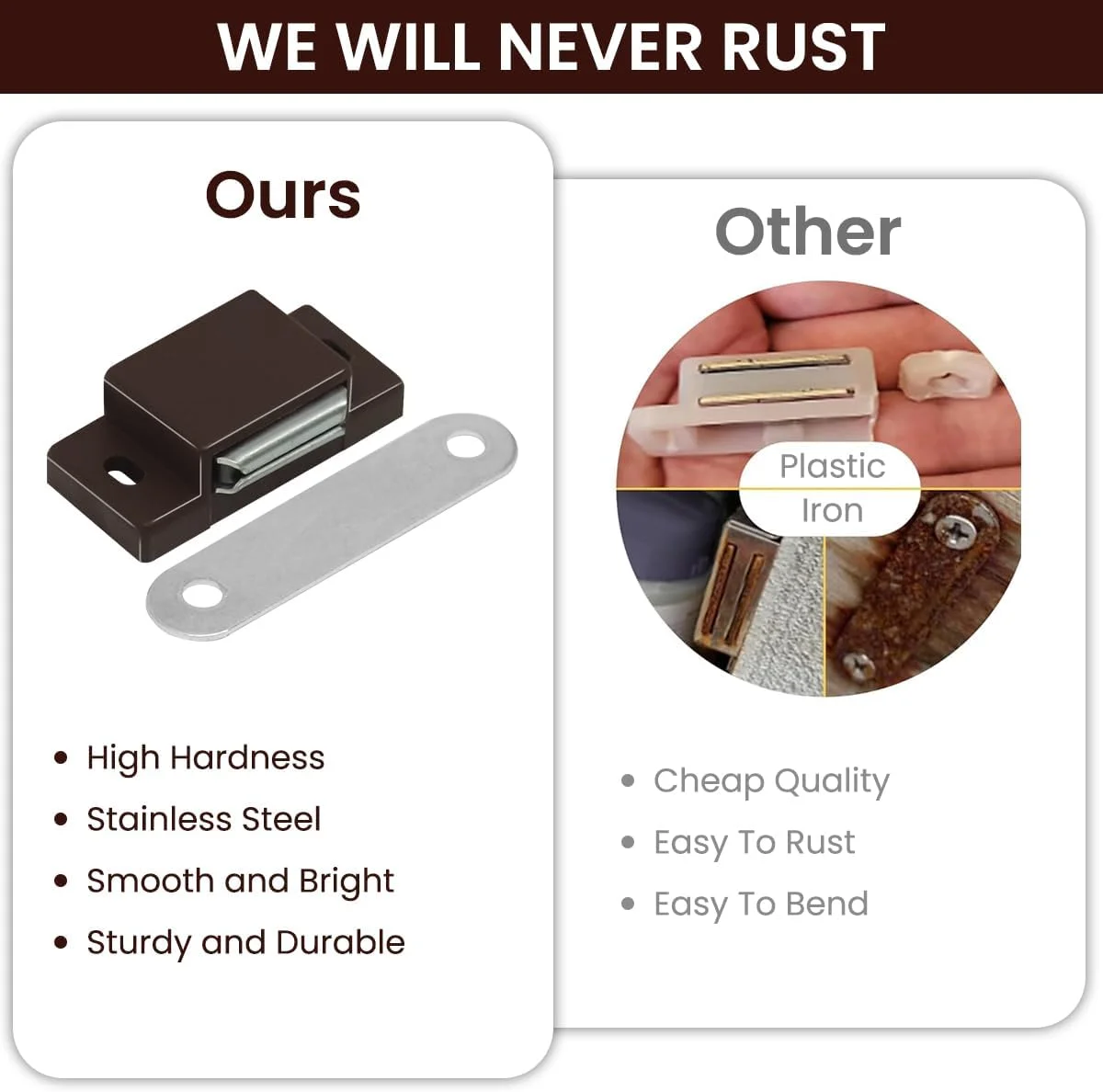 HASTHIP بسته 12 عددی قفل مغناطیسی قوی درب، بست های مغناطیسی، مگنت درب کشو کابینت، برای کمدهای، درب کمد و مبلمان، نصب آسان