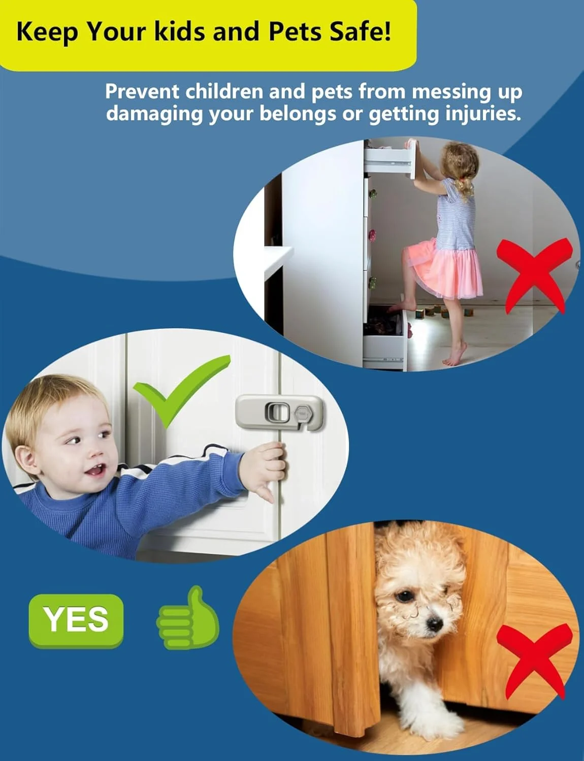 قفل کودک GraGra، قفل یخچال برای کودکان، 5 عدد قفل ایمنی یخچال کودک، قفل ایمنی کودک برای فر، قفل کابینت کودک برای کشوها، کمدها و فریزرها (خاکستری)