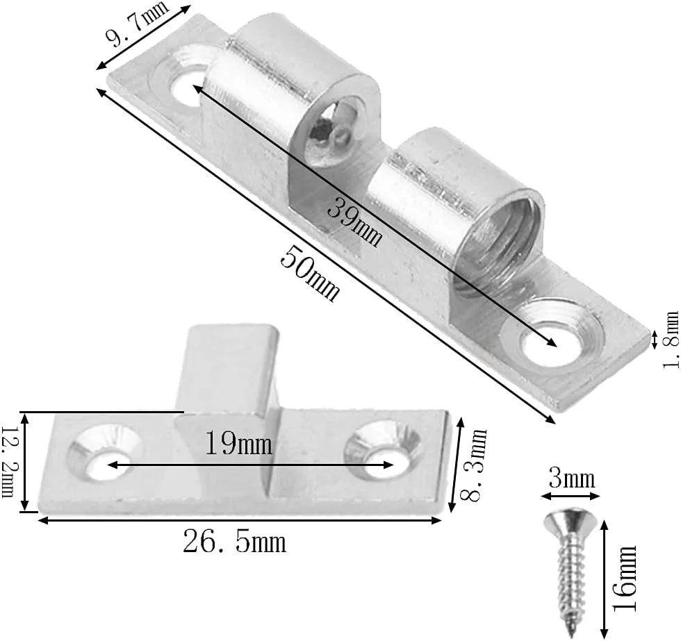 بسته 8 عددی قفل توپی دو طرفه Gativs، قفل درب، قفل اثاثیه 50 میلی متری، قفل توپی دوبل، گیره درب، قفل اثاثیه با 32 پیچ برای درب کابینت آشپزخانه