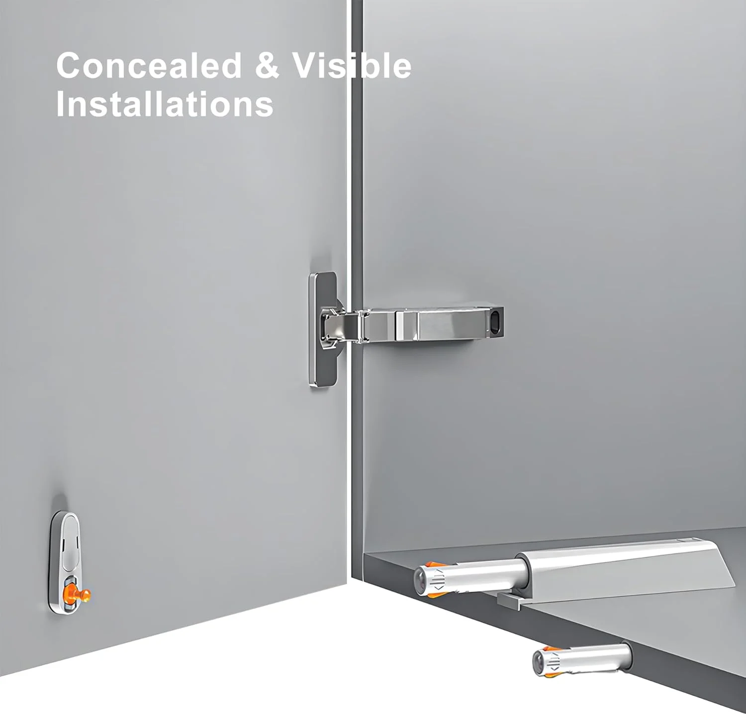 GEFONG قفل فشاری بازشو قوی و نامرئی برای درب کابینت لولایی، بست فنری، قفل فشاری درب بازکن، بسته 6 عددی