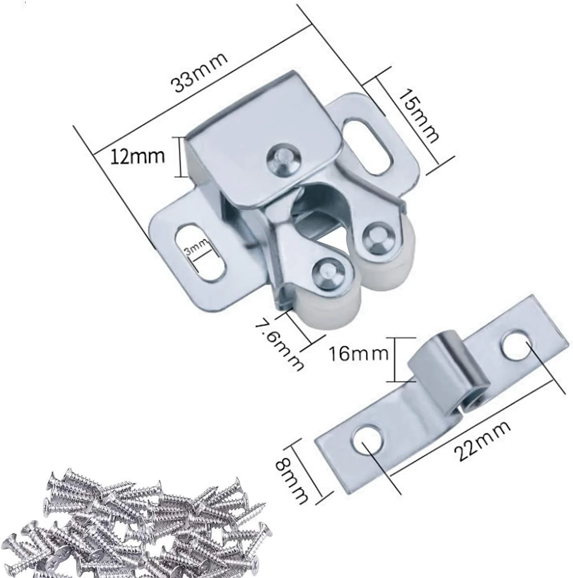 بسته 12 عددی قفل کابینت Natuce، قفل دو غلتکی برای کمد، درب کمد، قفل غلتکی توپی، قفل مبلمان، درب کابینت، قفل درب کمد، استیل ضد زنگ برای کابینت (برنزی)
