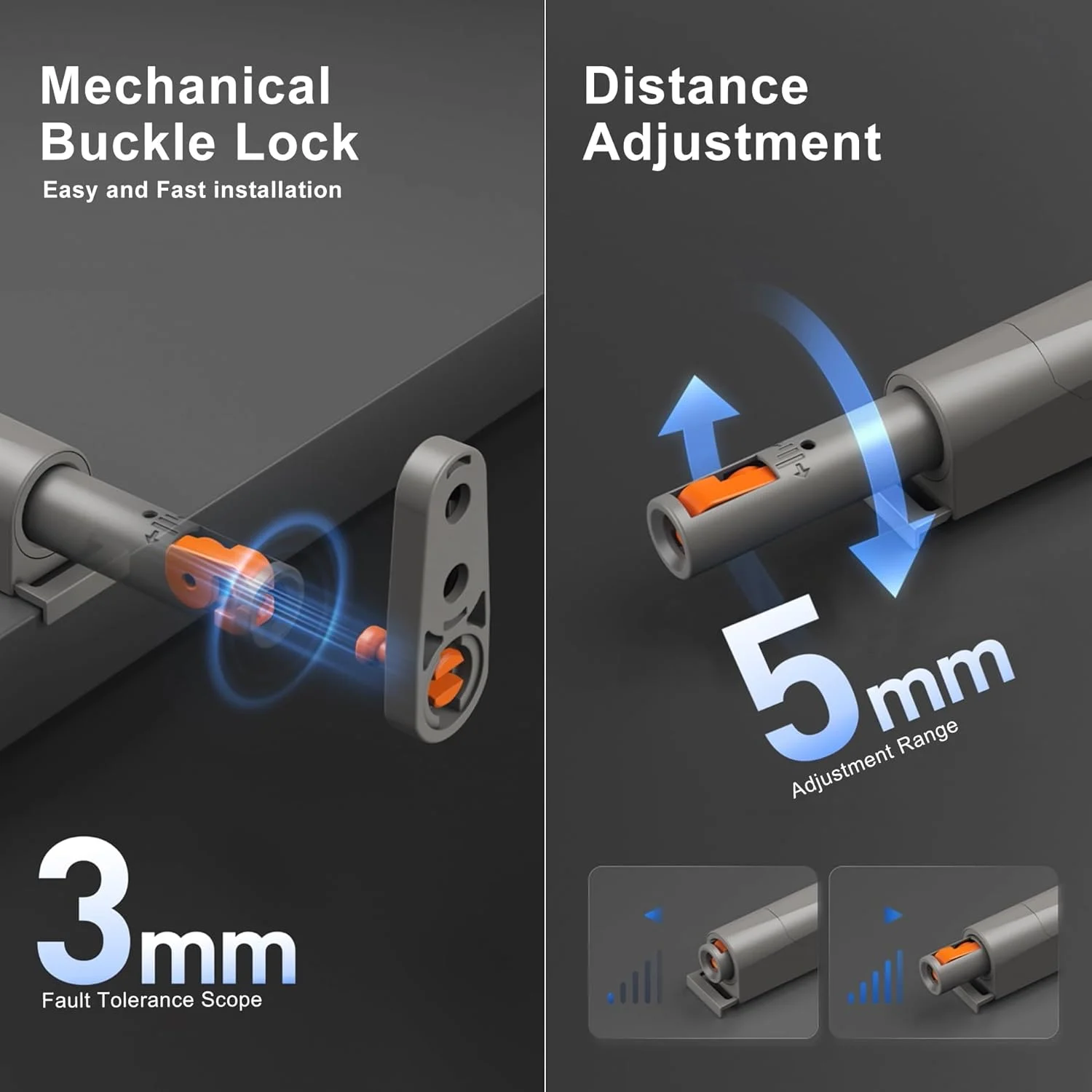 GEFONG قفل فشاری بازشو قوی و نامرئی برای درب کابینت لولایی، بست فنری، قفل فشاری درب بازکن، بسته 6 عددی