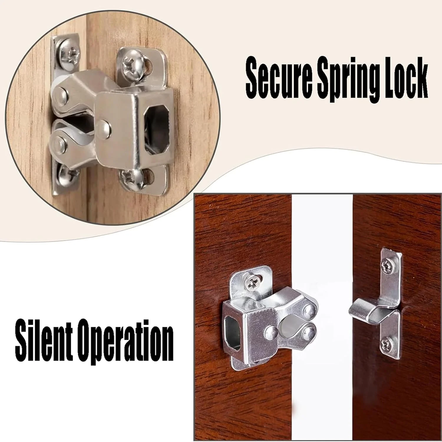 Funngy Furniture بست 6 عددی قفل دو غلتکی درب کابینت فلزی با پیچ، قفل توپی درب برای درب کابینت، کشو و مبلمان کمپینگ