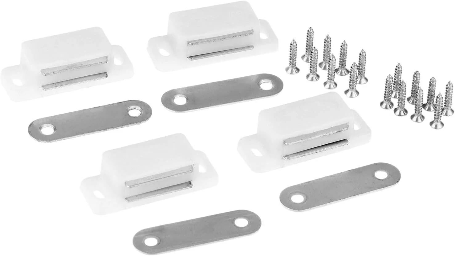 میخ، پیچ و بست 4 عددی 41 * 17 میلی متری مگنت درب کابینت، کمد و کشو، قفل مغناطیسی درب کابینت مناسب برای مبلمان و کابینت آشپزخانه به همراه پیچ