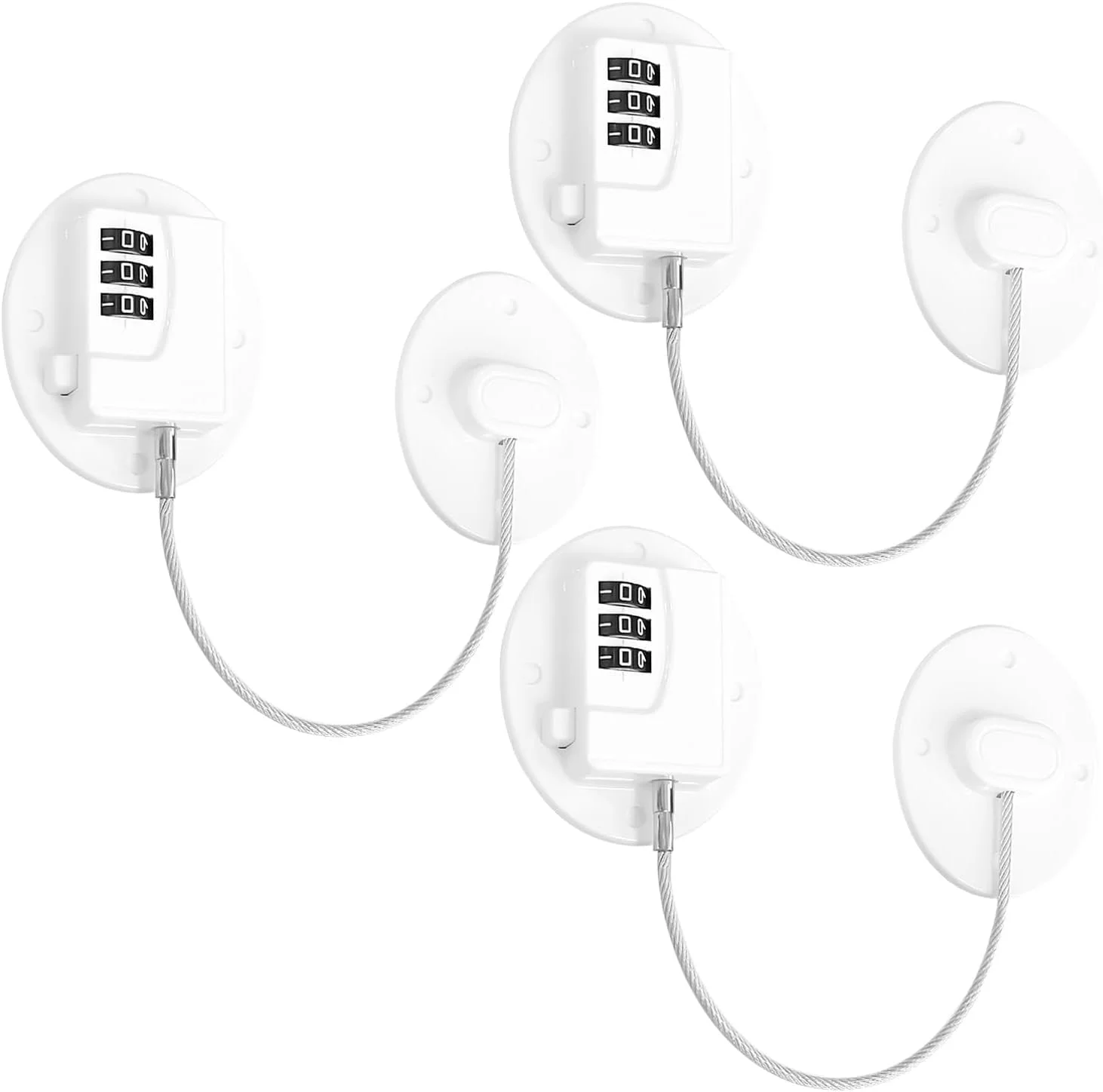 قفل یخچال 3 عددی با رمز، قفل ایمنی کودک برای یخچال، کابینت و کشو (سفید)