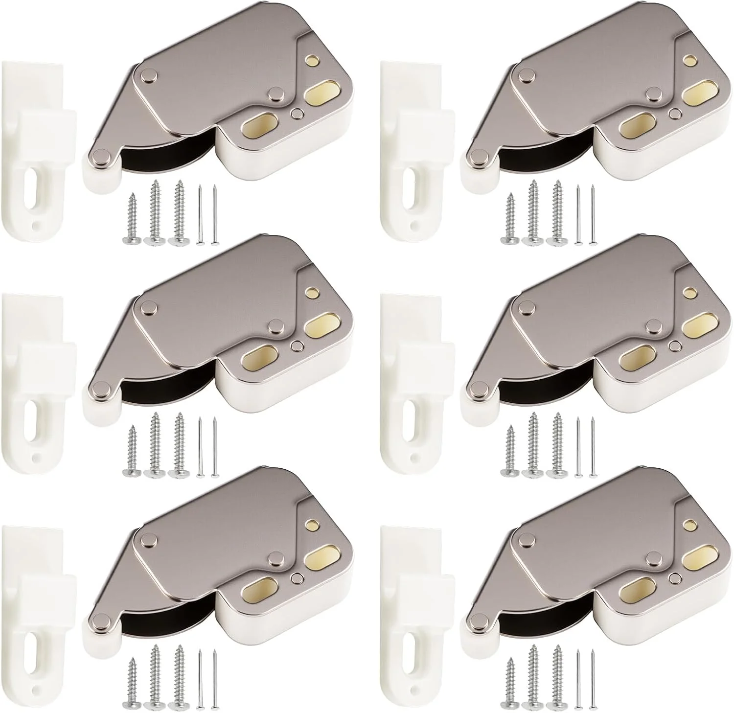 EXIN DECHEN بسته 12 عددی قفل فشاری مینی فنری کابینت به همراه پیچ، قفل درب استیل ضد زنگ، قفل درب کاروان، قفل درب کابینت برای باز کردن پنجره ها، سوله، دروازه، درب های کابینت