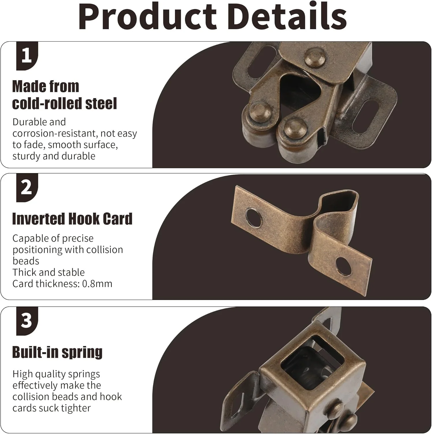 بسته 10 عددی قفل کابینت دو غلتکی، قفل درب کمد، گیره قوی درب کابینت برای درب کابینت آشپزخانه