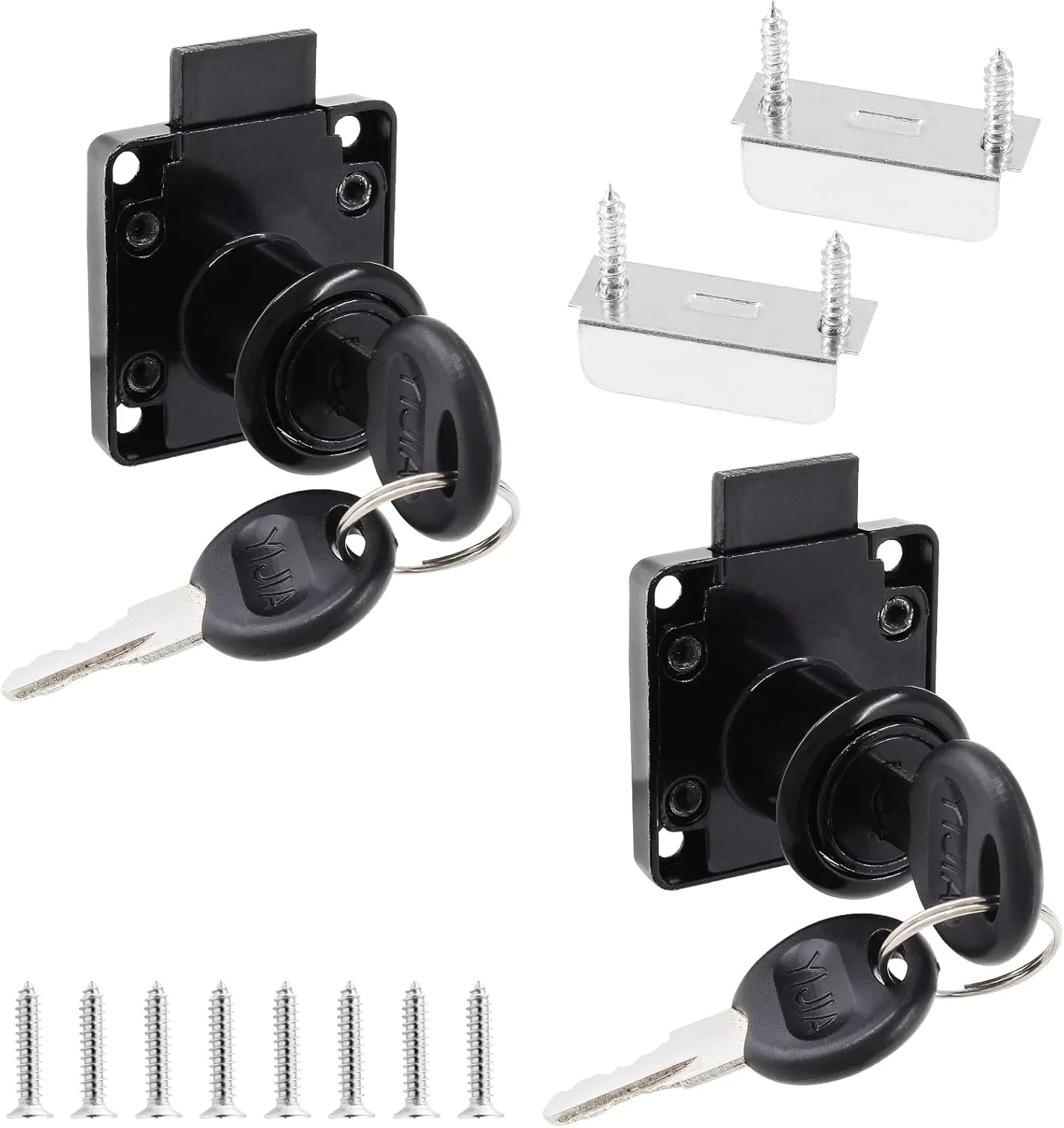 قفل کابینت فایل اکسفور بسته 2 عددی - طول سیلندر 7/8 اینچ / 22 میلی متر، قفل رومیزی، قفل صندوق پستی، قفل کشوی میز، کلید متفاوت، مقاوم در برابر زنگ زدگی و نصب آسان