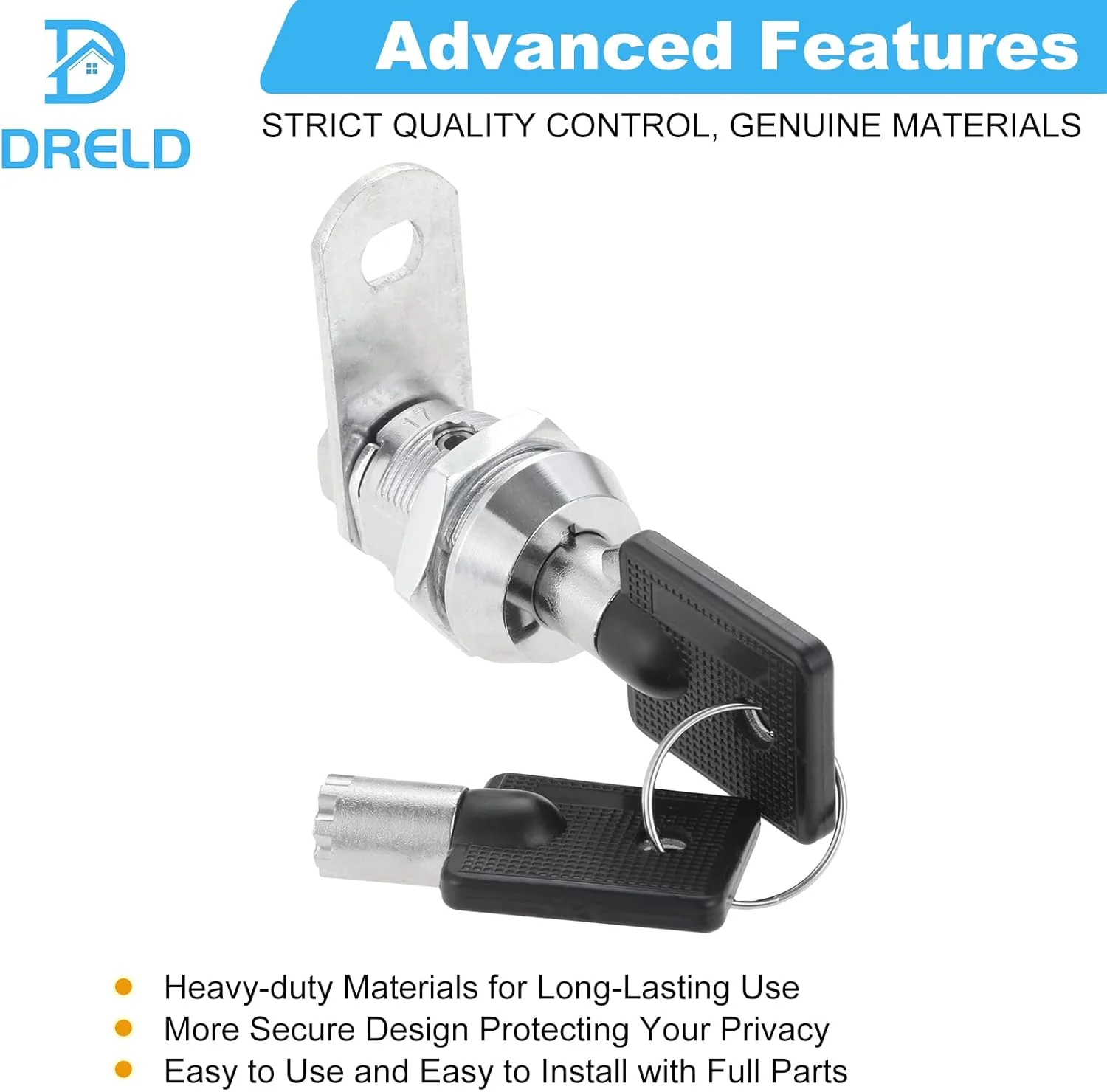 قفل های زبانه ای لوله ای DRELD، بسته 2 عددی، قفل ایمن استوانه ای 5/8 اینچی با 4 کلید، قفل های امنیتی برای جعبه پستی، کشو، کابینت، RV، دستگاه های فروش خودکار، جعبه های الکترونیکی، ATM با ضخامت 0.5 اینچ (17 میلی متر، کلید یکسان)