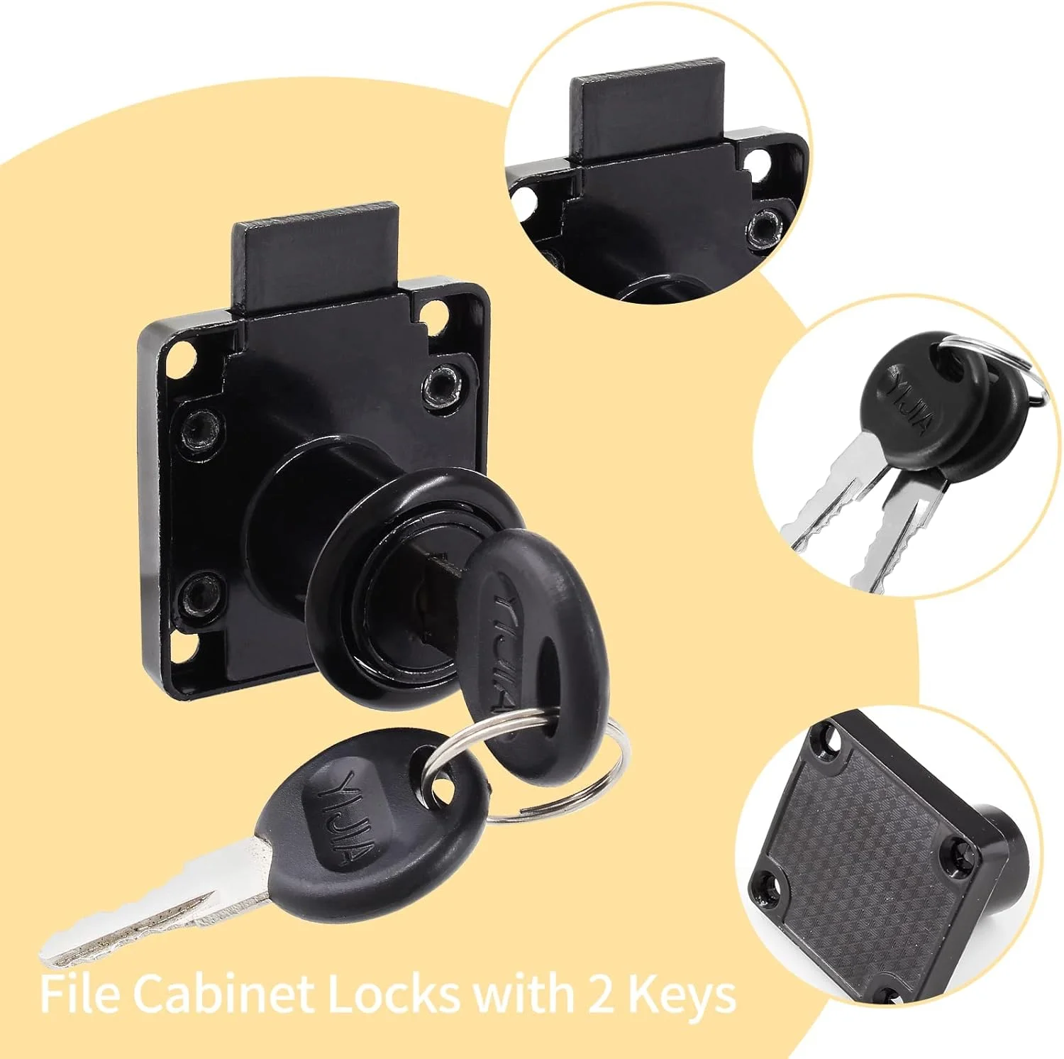 قفل کابینت فایل اکسفور بسته 2 عددی - طول سیلندر 7/8 اینچ / 22 میلی متر، قفل رومیزی، قفل صندوق پستی، قفل کشوی میز، کلید متفاوت، مقاوم در برابر زنگ زدگی و نصب آسان