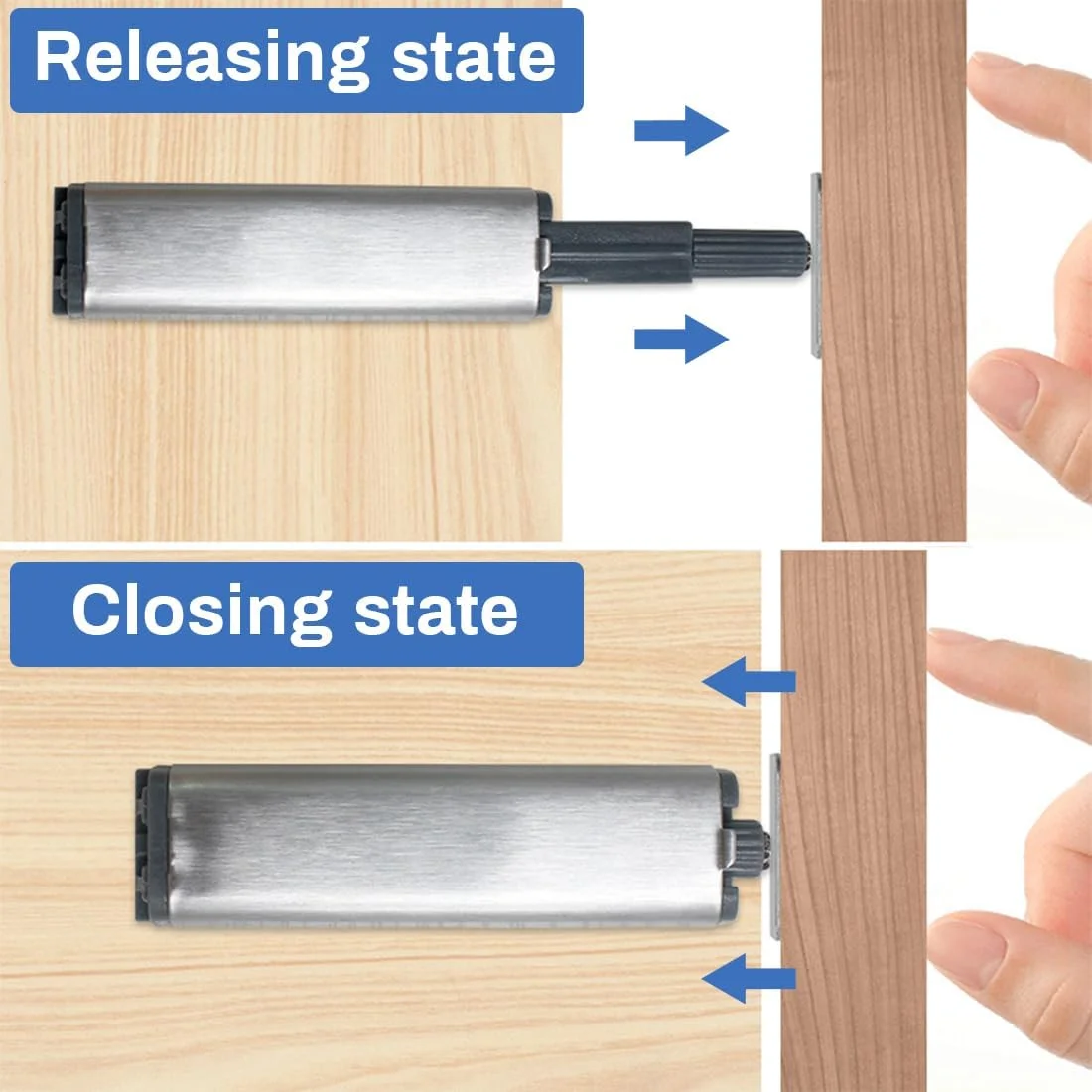 کیرزاک بسته 4 عددی دمپر درب کابینت، بازکننده فشاری درب، بازکننده فشاری درب، بازکننده فشاری برای کابینت ایکیا، فشاری برای باز کردن درها، تیپ-آن، درها، مبلمان، کشوها، درب کابینت، گیره مغناطیسی