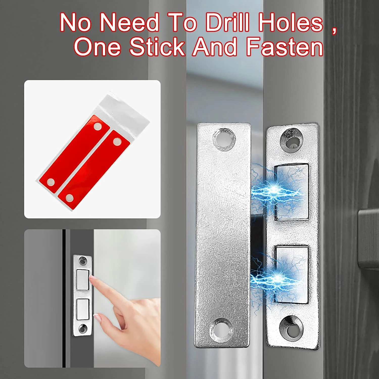 مجموعه 4 عددی مگنت درب EUZUXU برای مبلمان، قفل مغناطیسی، مگنت برای درب کابینت، قفل مغناطیسی، بست قوی درب، مگنت درب، مناسب برای درب های آشپزخانه