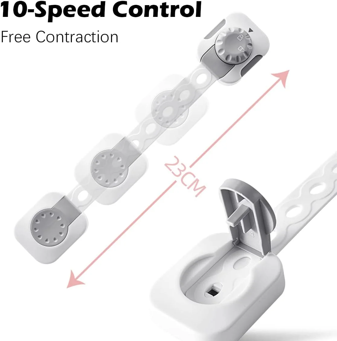 قفل ایمنی کودک ECVV بسته 8 عددی، قفل کابینت ایمنی کودک، قفل کودک دکمه دوبل قابل تنظیم برای درب کشو یخچال فر توالت